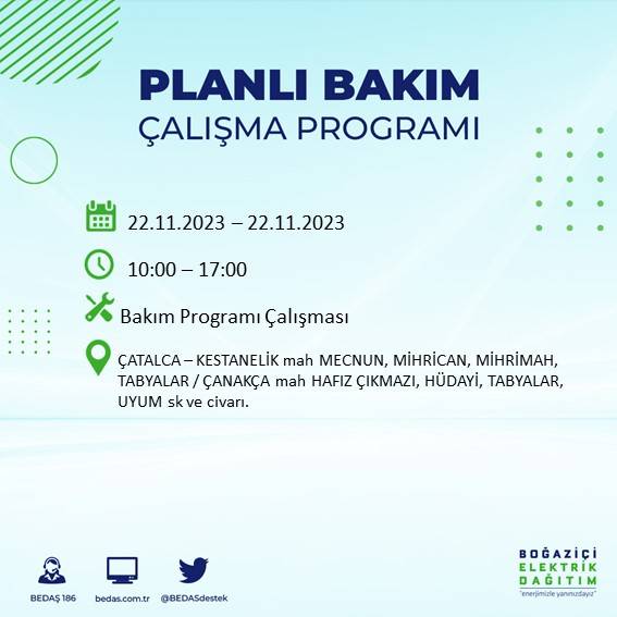 İstanbul'un bu ilçelerinde yaşayanlar dikkat: Saatlerce sürecek elektrik kesintisi için hazır olun 17